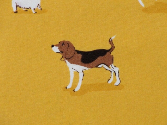 Heather Ross Dogs on gold Free Spirit Fabric FQ last piece