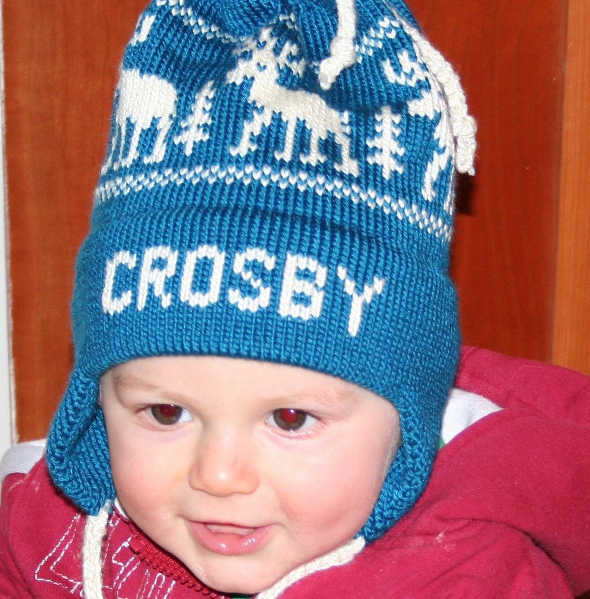 Personalized Name Earflap Hat  custom made with name, sizes newborn to 2 years