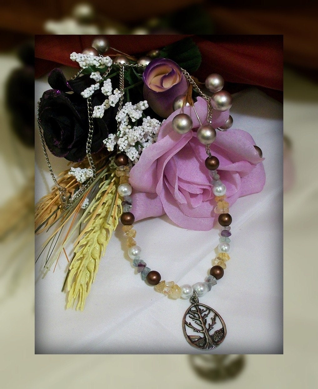 Fluorite, and Citrine Necklace The World Tree