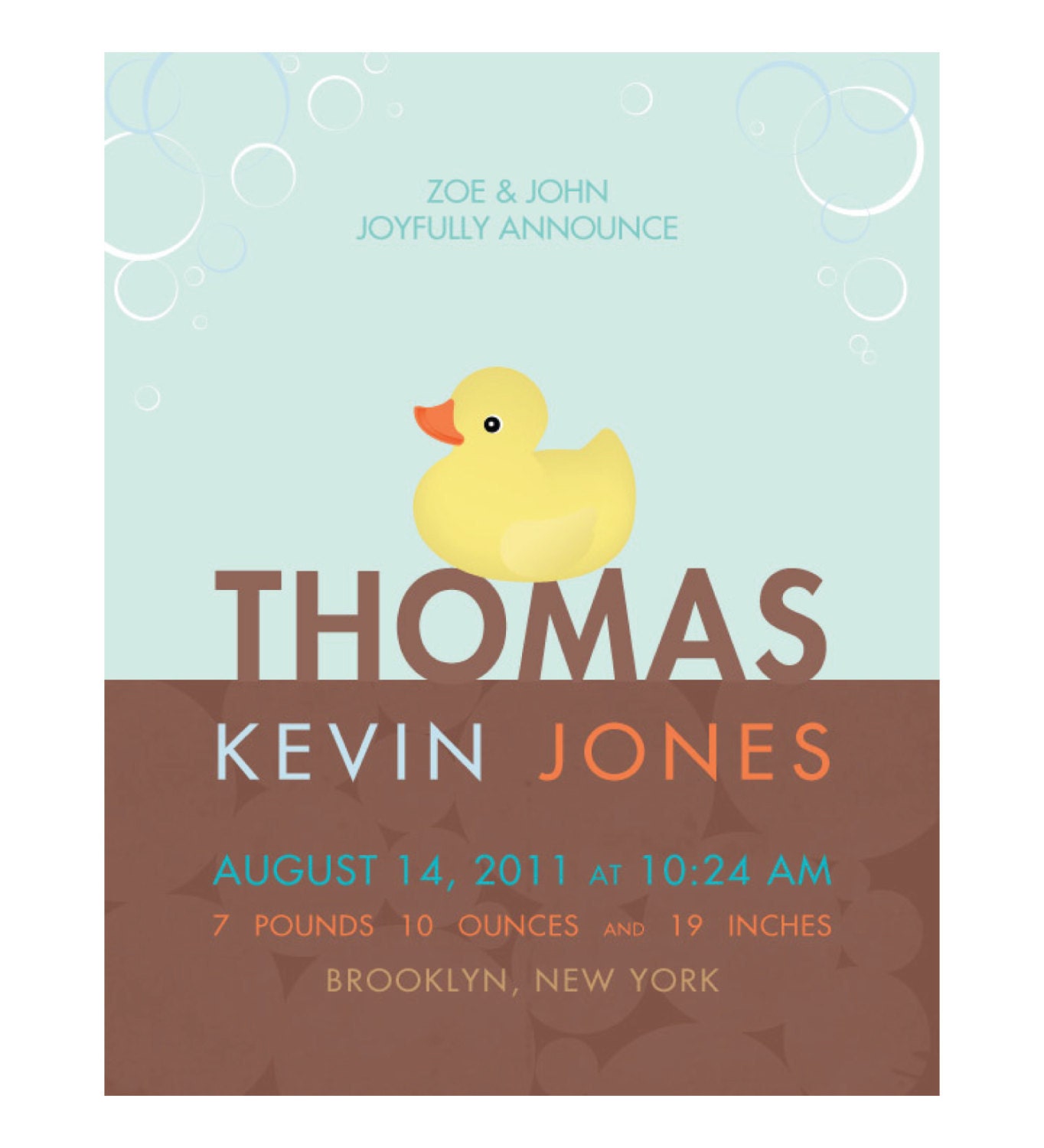 Custom Birth Print-Rubber Duck-8x10