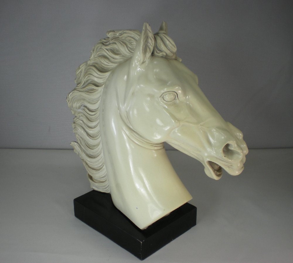 Horse Large Head Bust Fiberglass Mid Century by oldetymestore