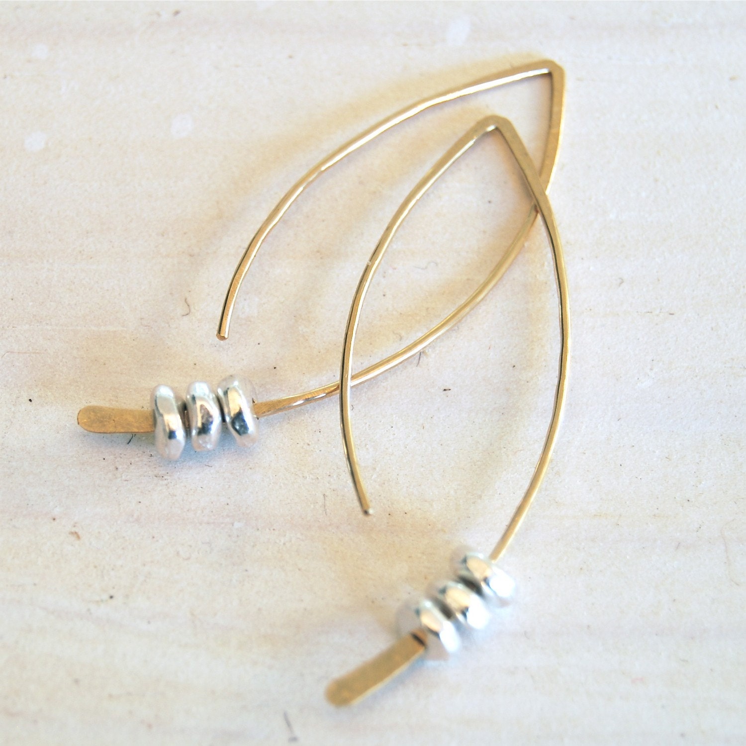 Small 14k Gold Fill Crescent with Pewter Beads