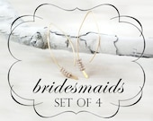 Gold Crescent Earrings With Pewter Beads, Medium, Bridesmaids Set of Four