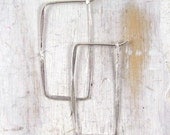 Medium Silver Rectangle Hoop