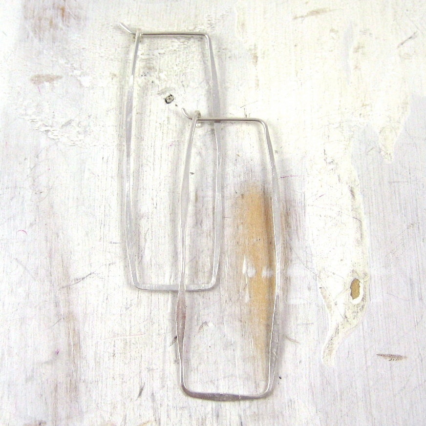 Large Silver Rectangle Hoop