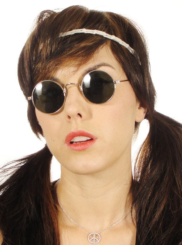 GROOVY 1960's Tiny Round Musician Hippie SUNGLASSES Gold
