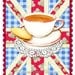 Illustration print 8 x 10 Cup of Tea and Biscuit with Union Jack by Patricia Shea