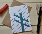 Valentine - Power Lines in Teal and Silver- You've got some sort of power over me