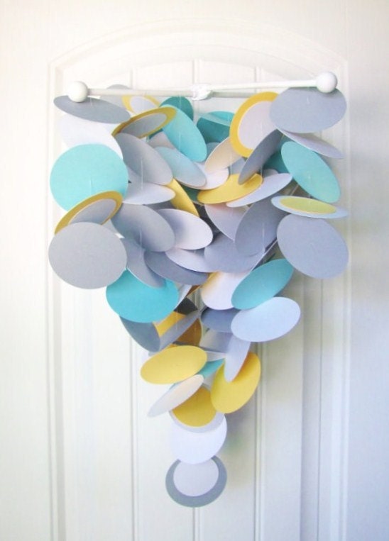 Hanging Crib Mobile in Sunny Yellow and Sea - Baby Mobile - Crib Baby Mobile