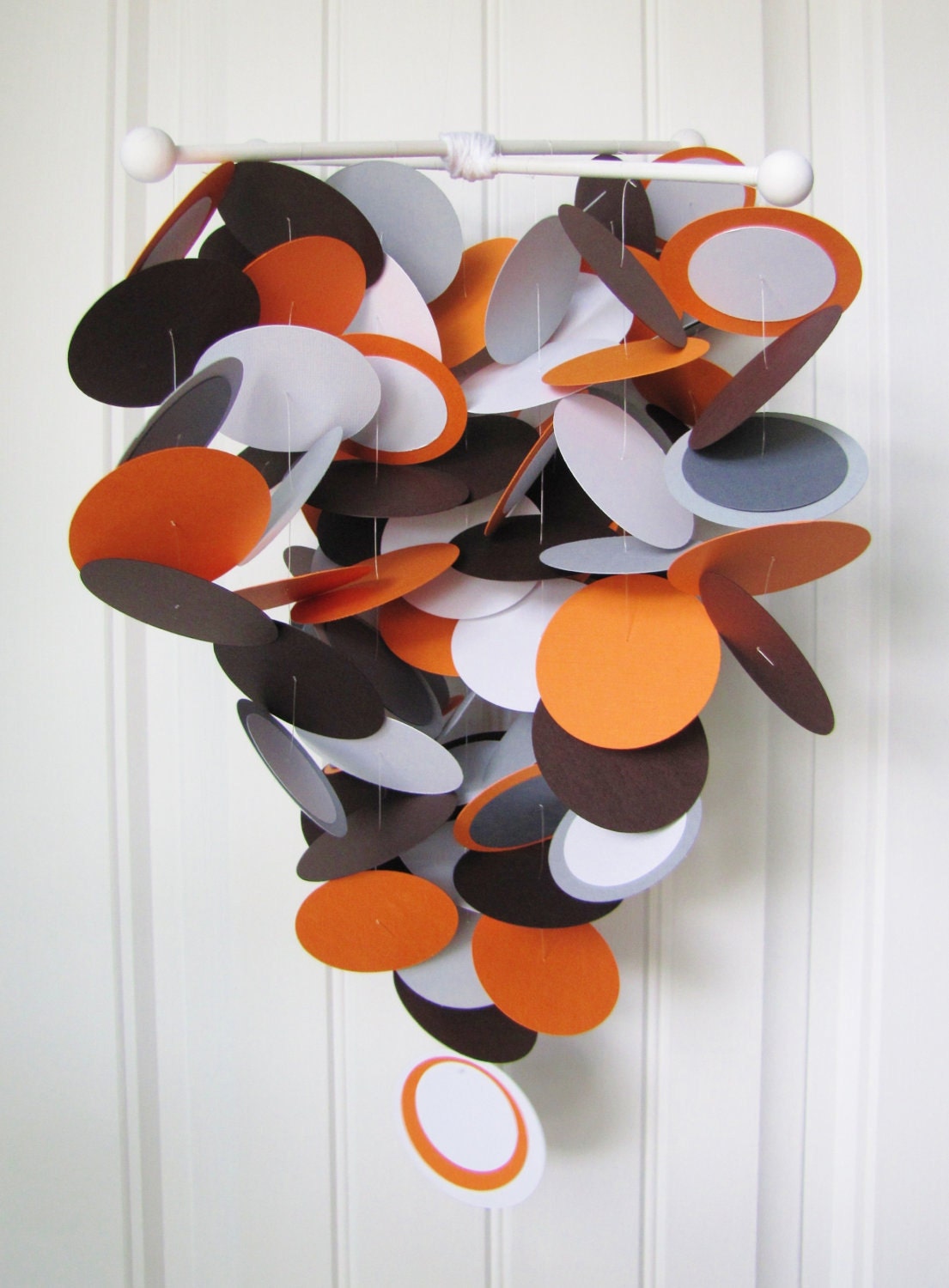 Crib Baby Mobile in Modern Orange, Gray and Brown - Baby Mobile - Crib Baby Mobile