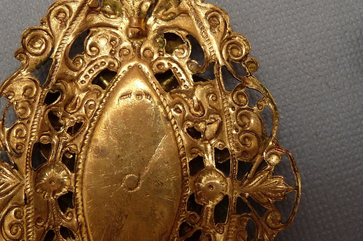 Art Nouveau Oval Brooch with Multi Colored Rhinestones