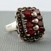 Garnet & Sterling Silver Ring - Victorian Style