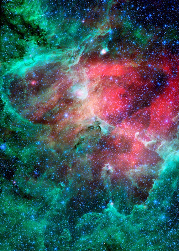 Infrared Eagle Nebula Photo Card 5x7 inch Astronomy Postcard on Glossy Paper with a Plain Paper Back