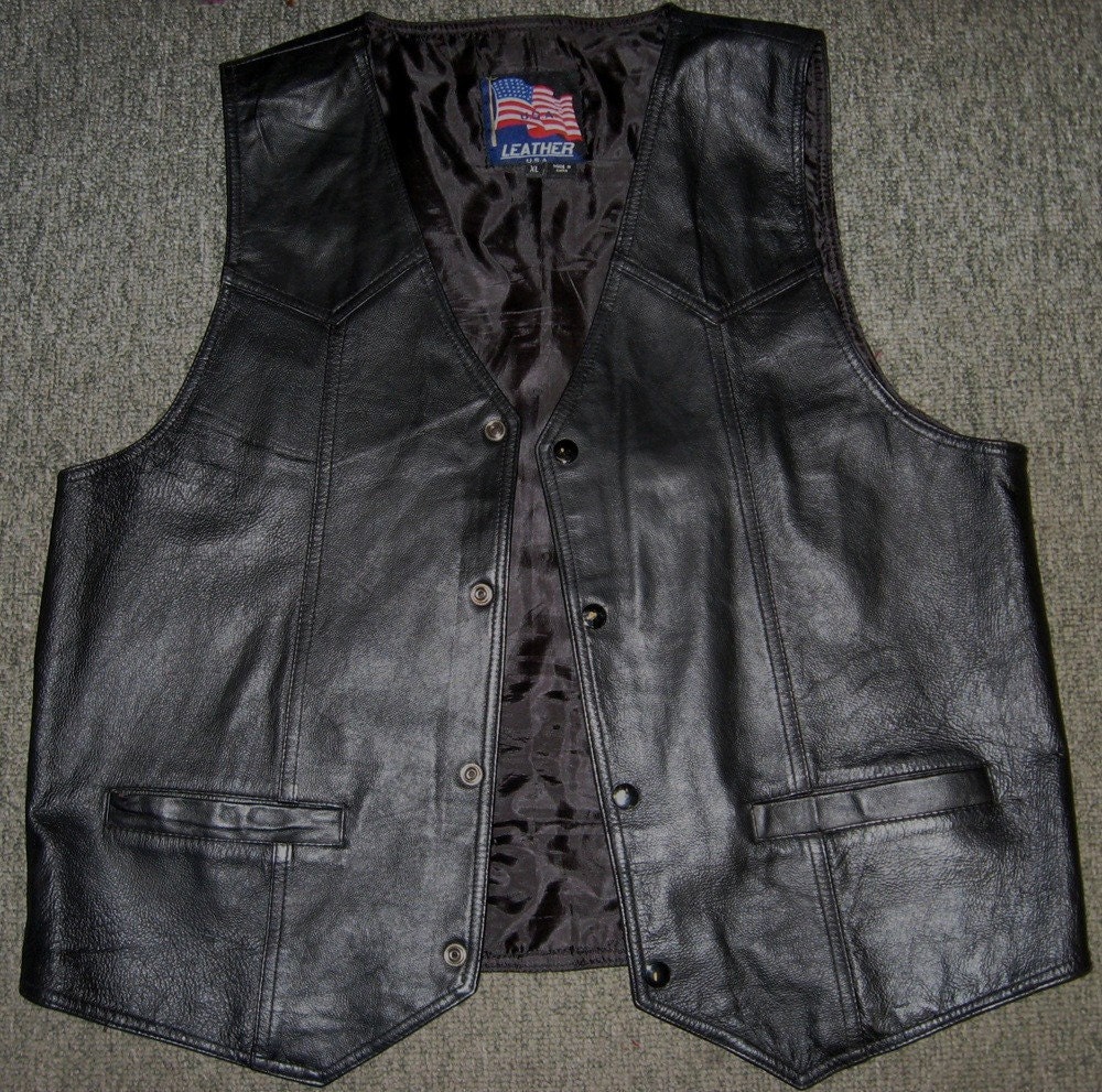 U.S. ARMY Leather Motorcycle Vest Men's Black by vintagemb60