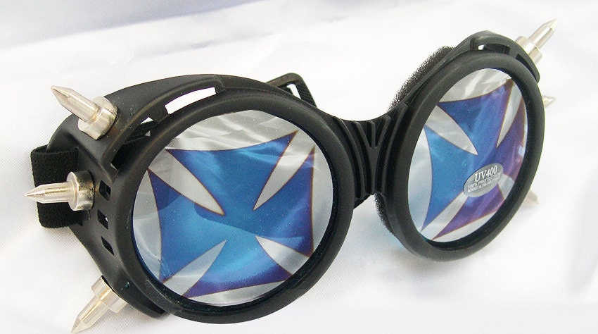 Steampunk Gothic Cyber Punk 'IRON CROSS' Goggles with SPIKES