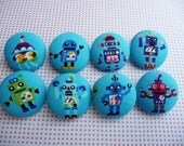 You pick 4 handmade robot fabric buttons for boy 28mm
