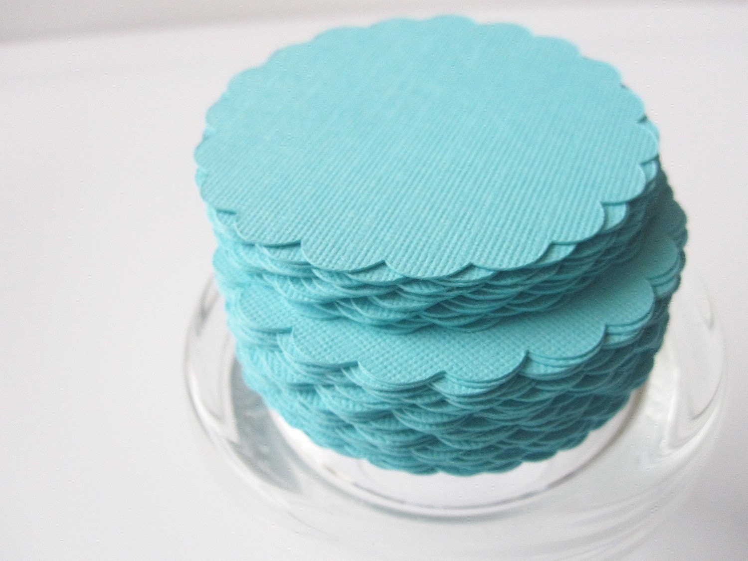 50  Turquoise Scalloped Circles (2.0 Inches) Textured Cardstock A143