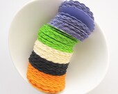 100 Halloween Scalloped Circles (2.5 inches), Purple, lime green, beige, black and Orange A262 Il_170x135