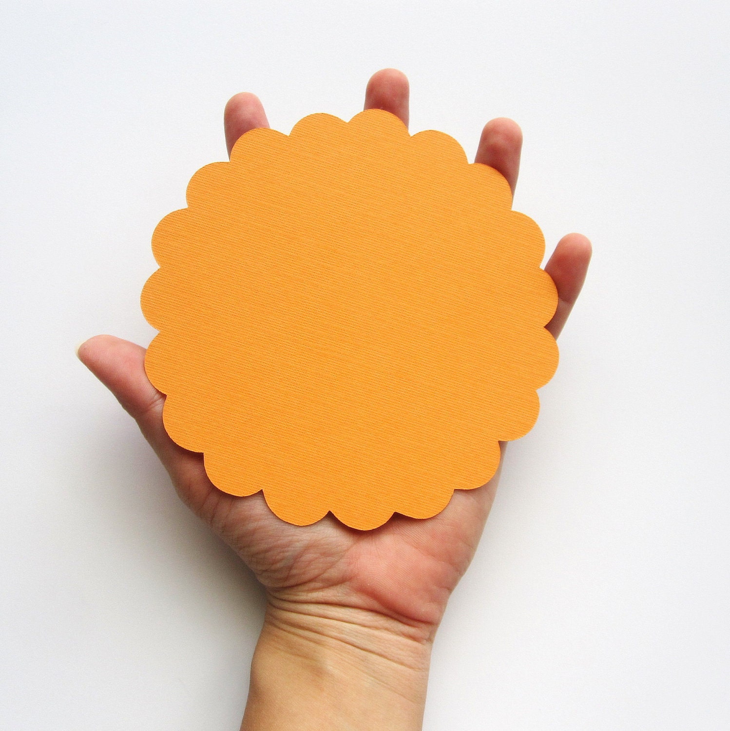 16 Scalloped Circles in Orange or choose your color (5.0 inches) Scalloped Circles in Textured Cardstock A103 Il_570xn