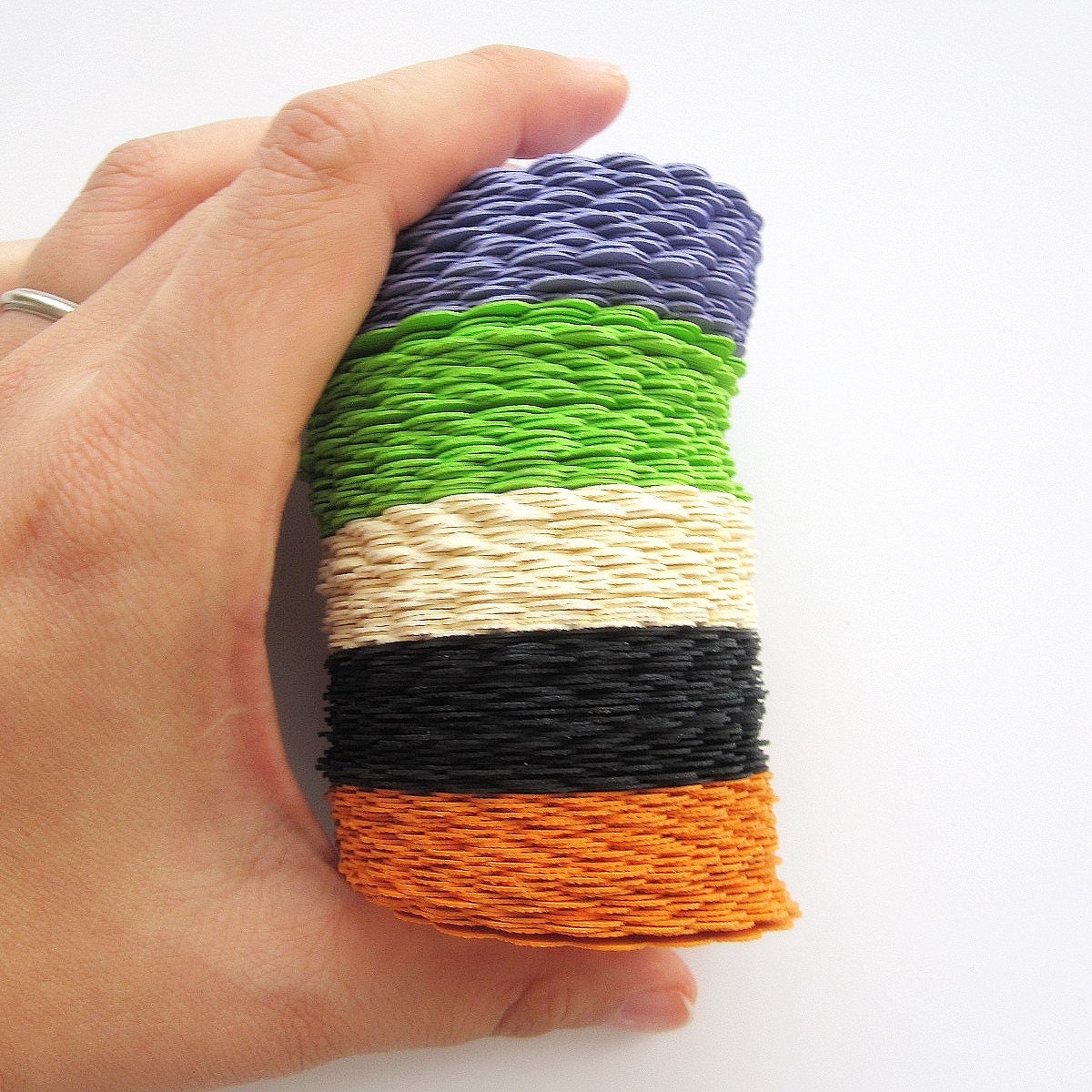 50 Halloween Scalloped Circles (2.5 inches), Purple, lime green, beige, black and Orange A267 Il_570xn
