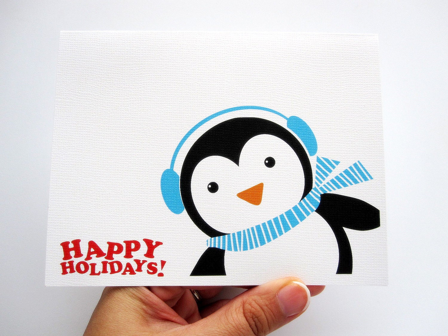 6 Happy Holidays Penguin Christmas Cards - Happy Holidays Card Winter Penguin A308 Il_570xn