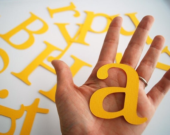 Die Cut Letters, Happy birthday die cut letters in Canary Yellow for Banner (3.5 inches tall) MariaPalito A82 Il_570xn