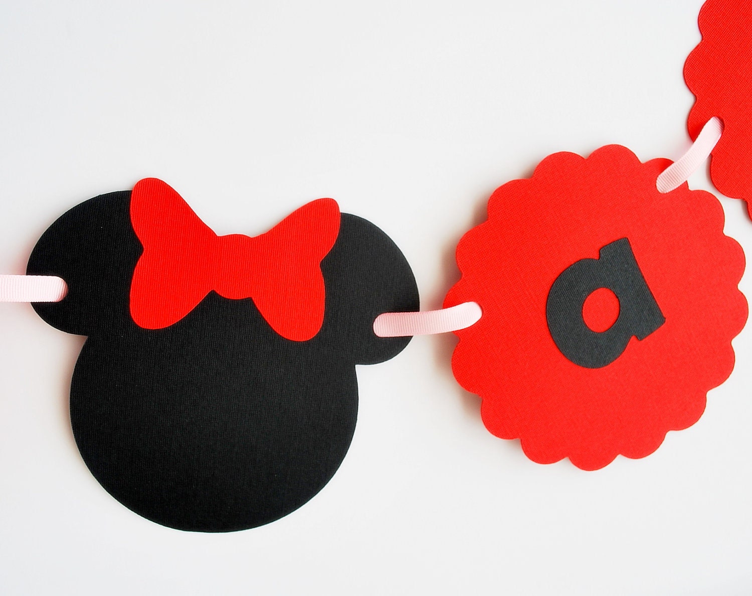 Red Minnie Mouse I am 1 Birthday Banner A261