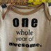 one whole year of awesome --- brown striped onesie, size 12 months