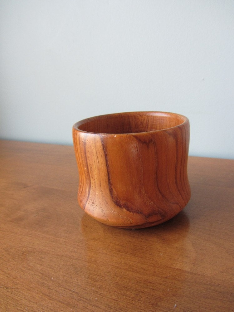 Teakwood Candle Holder Made by Dolphin 1950s 1960s