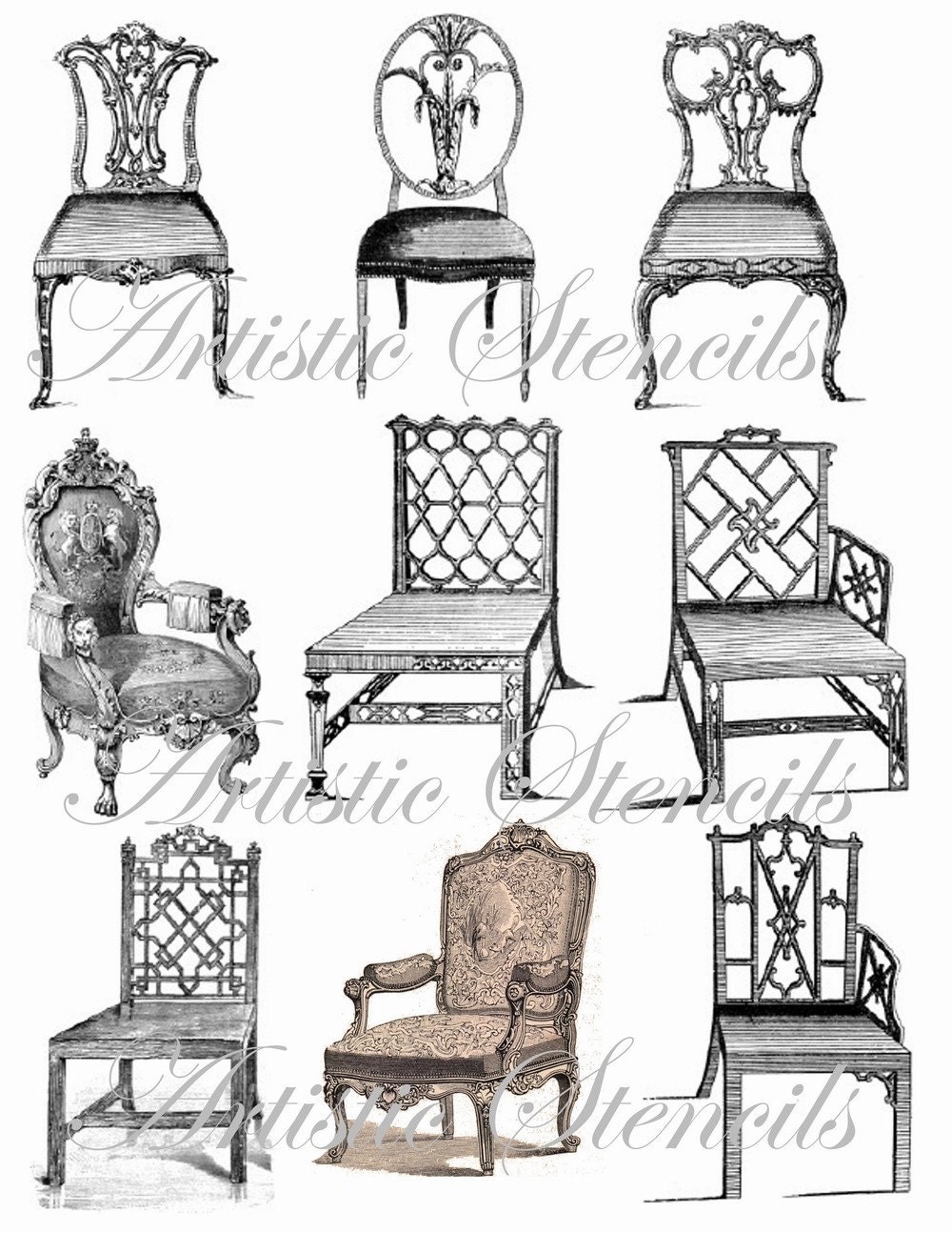 Vintage Antique Chairs Digital Collage Sheet by VintageFeedsacks