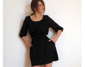 Greek Island womens cotton knit dress with Obi belt