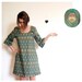 TOTALLY COOL SALE Greek Island peacock Dress with clay flower brooch