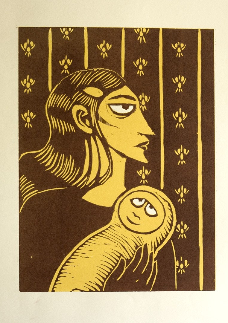 Victorian Mum and Baby Limited Edition Woodcut