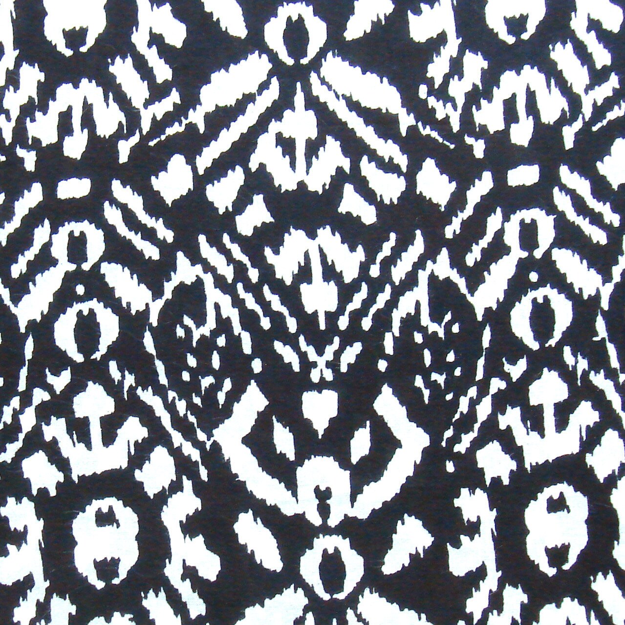 black and white ikat print cotton fabric 1 yard by pallavik