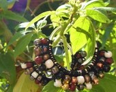 Silver Hoops Handbeaded Browns, White, Copper & Shiny Bicones on Etsy