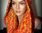 Hand Knit Chunky Slouchy Cowl Neck Warmer Scarf Hood Capelet Fall Winter Woman