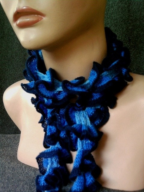 Crochet Navy Black Scarf Spring Summer Fall Winter Women Special Gift