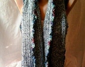 Knitted Blue Soft Boucle Scarf