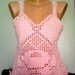 Crochet 100% Cotton Top Tank Halter with Rose Design in Pink Spring Summer Beachwear Wedding Top Women Clothing Fashion
