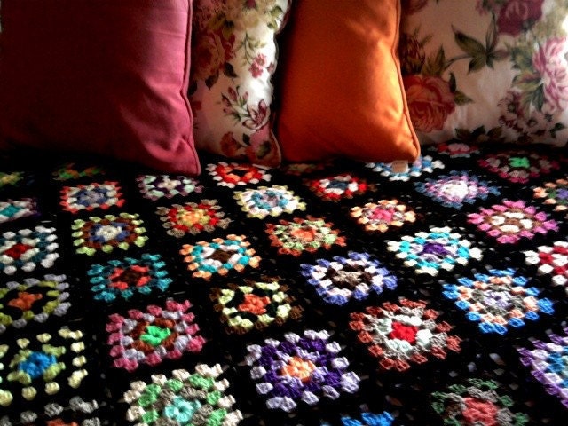 Curl Up and Be Warm Granny Square Afghan Blanket