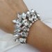 SALE Rhinestone BRIDAL CUFF Bracelet / satin vintage glamour bridal rhinestone bracelet / wedding cuff ribbon
