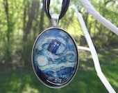 Doctor Who Van Gogh Starry Night TARDIS art necklace