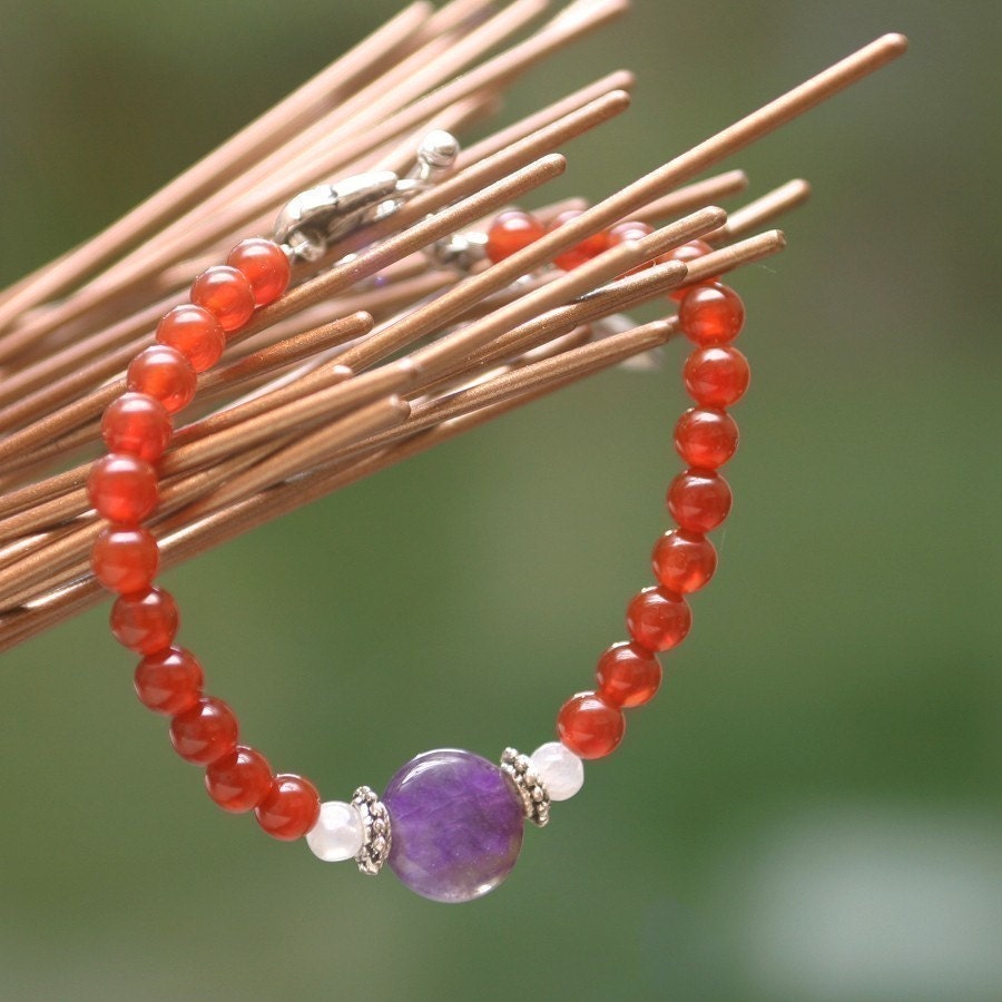 Fertility Bracelet - Amethyst and Red Carnelian - NURTURE