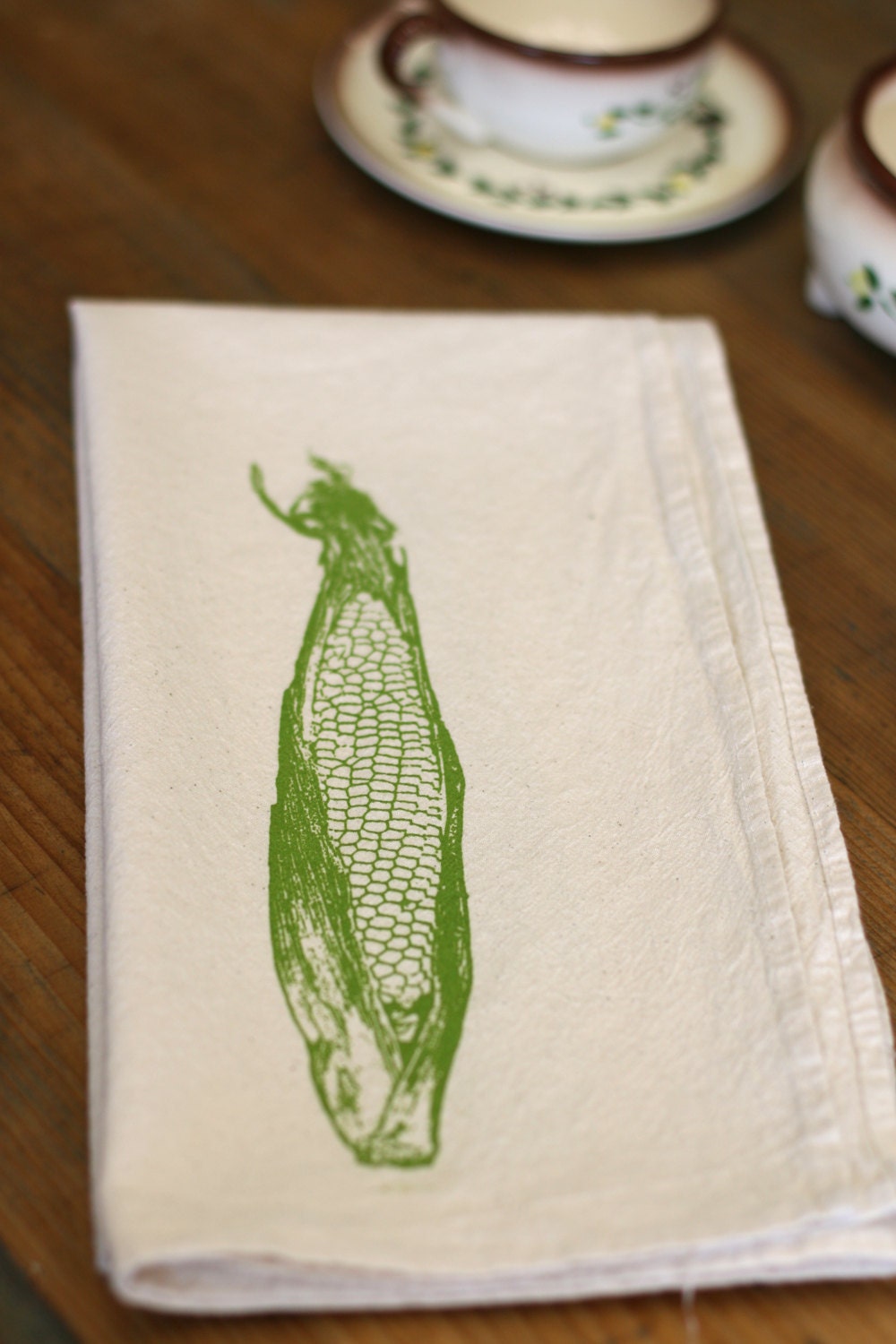 Natural Flour Sack Towel - Corn - Hand Screen Printed