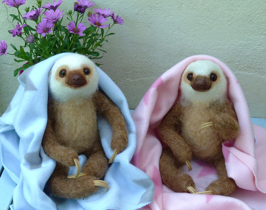Needle felted Life size two-toed Sloth baby girl ( reserved for Theresa)