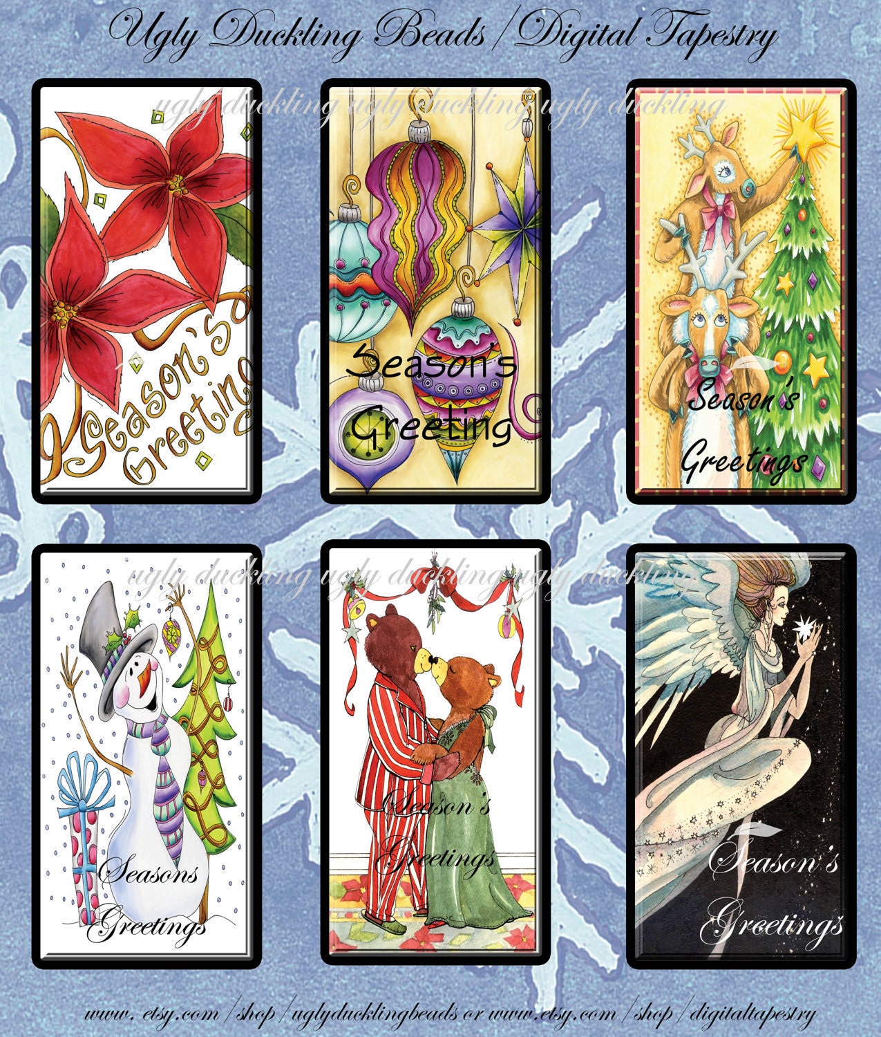 Digital Images Collage Sheet - Clip Art Elements- Digital Scrapbooking- "Seasons Greetings" Gift Tag