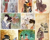 Ladies of Old Japan Digital Collage Sheet - Original Art Work- Clip Art Elements- Digital Scrapbooking
