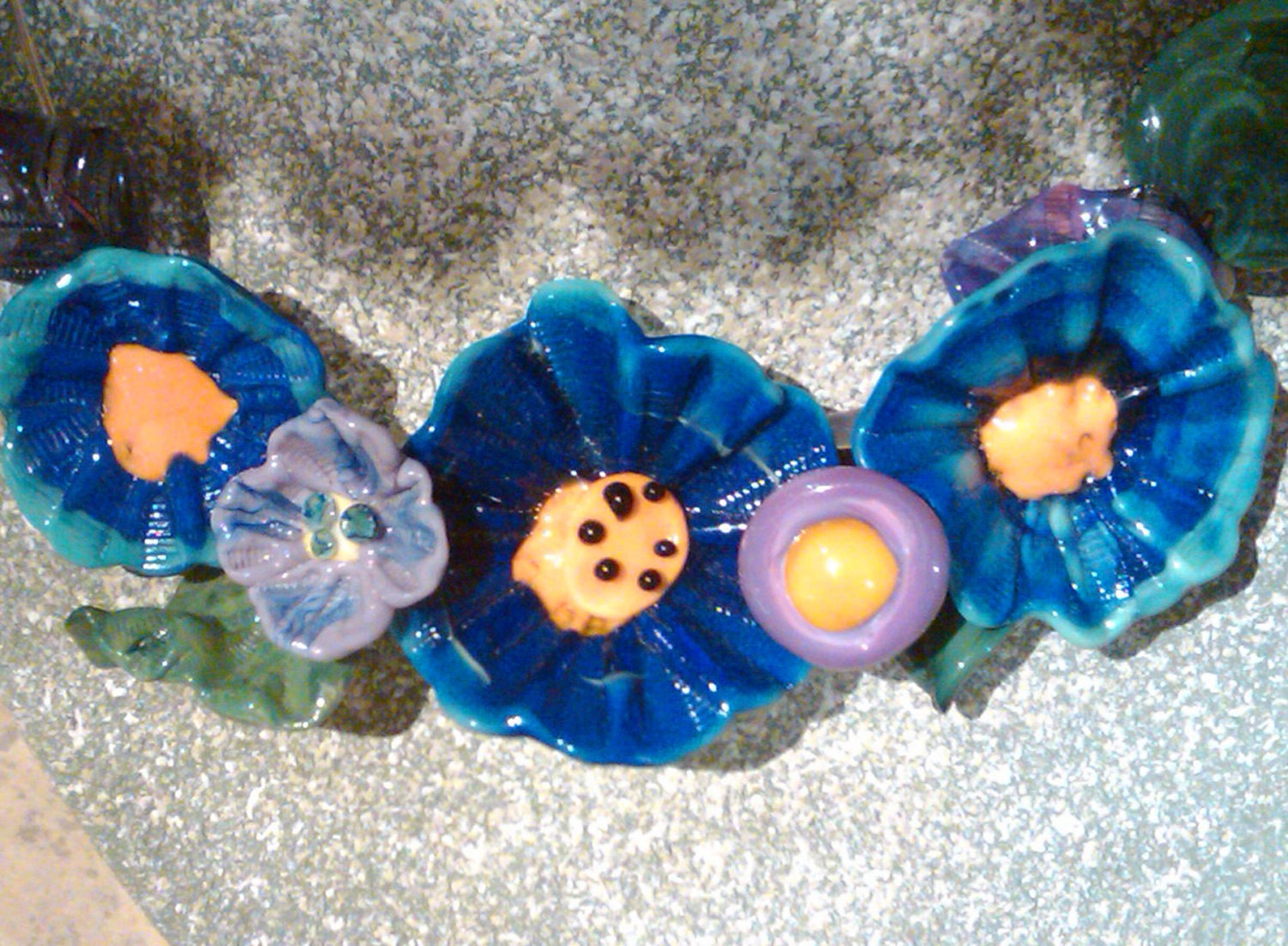 HandMade  LampWork Glass Beads - Set of 9 beads- FloraTopia- Artisan Beads-SRA