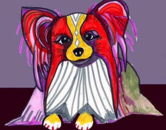 11x14 Papillon Art Dog Print Pop Art Poster