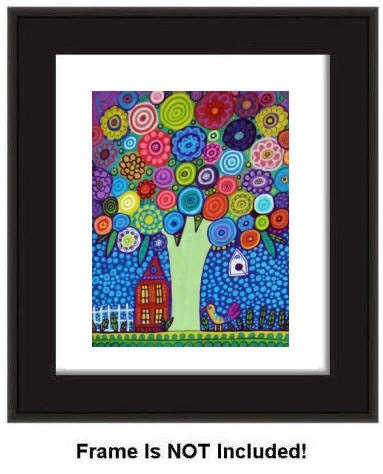 50%  OFF SALE - Landscape Art - TREE Art Print - Flower Tree poster of painting - Wedding Gifts